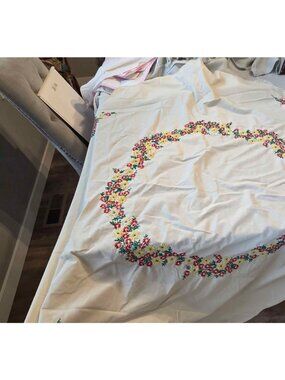 Vintage round tablecloth approximately 52"